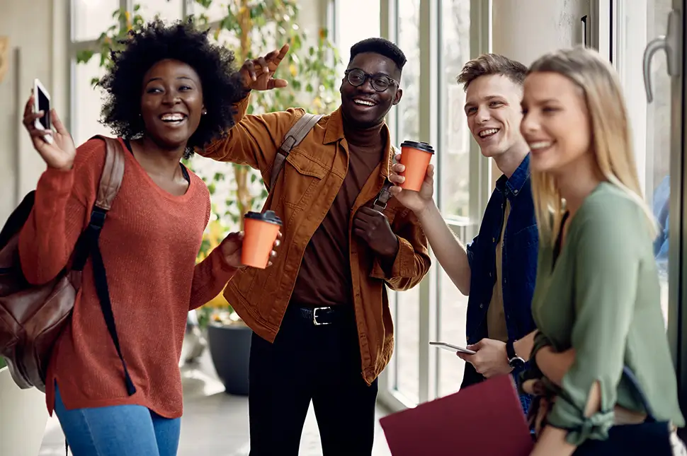 group of diverse college students